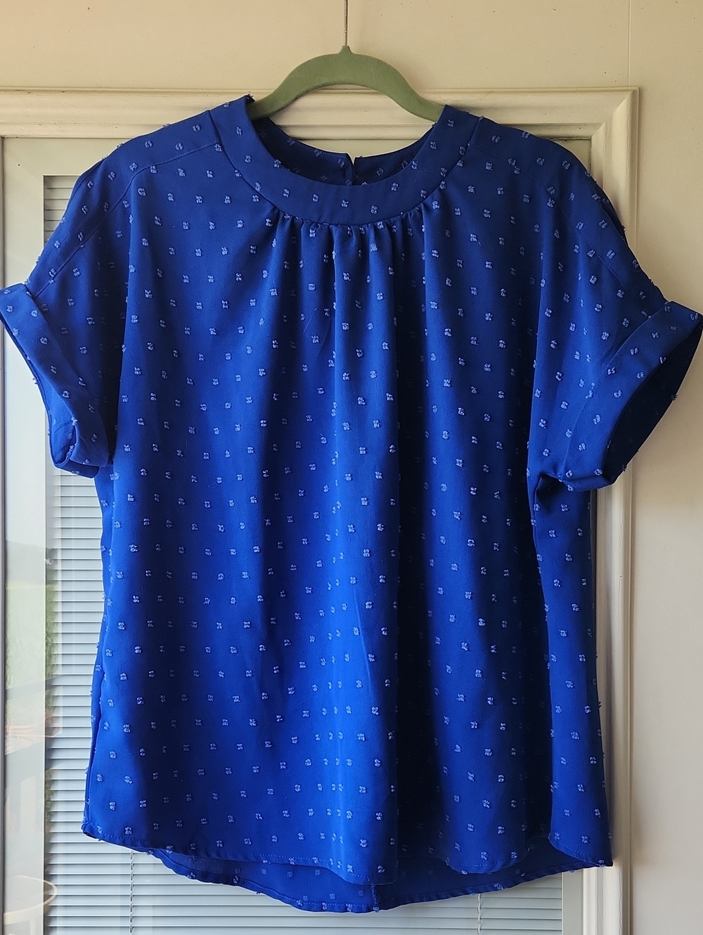 SHEIN Royal Blue Short Sleeve Printed Blouse